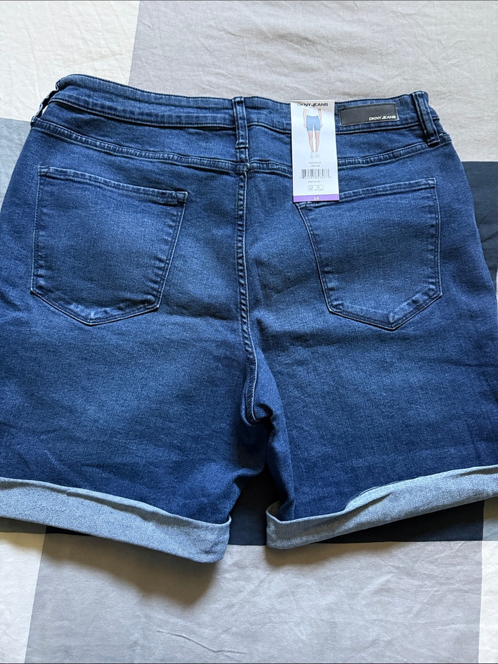 DKNY Navy Rolled-Hem Denim Shorts - Picture 4 of 4